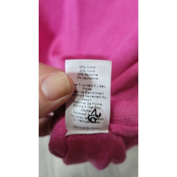 Talbots Cotton Cashmere Cable Yoke Sweater – Size M Bright Pink - Picture 8 of 8